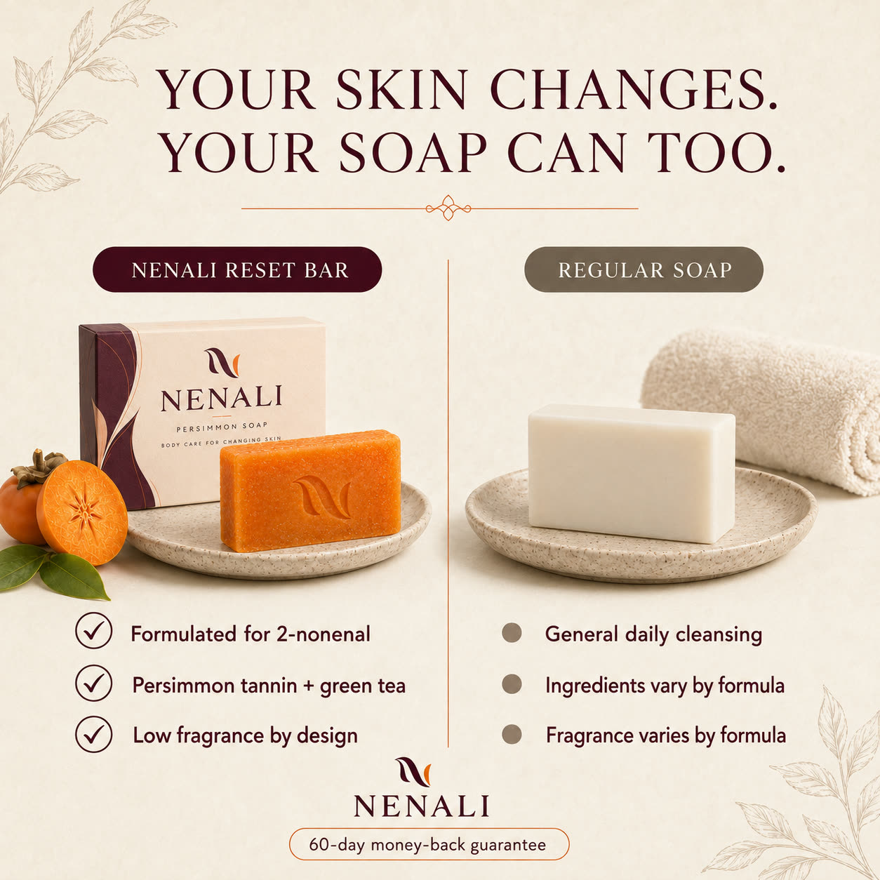 The NENALI Reset Bar compared with an ordinary bar of soap
