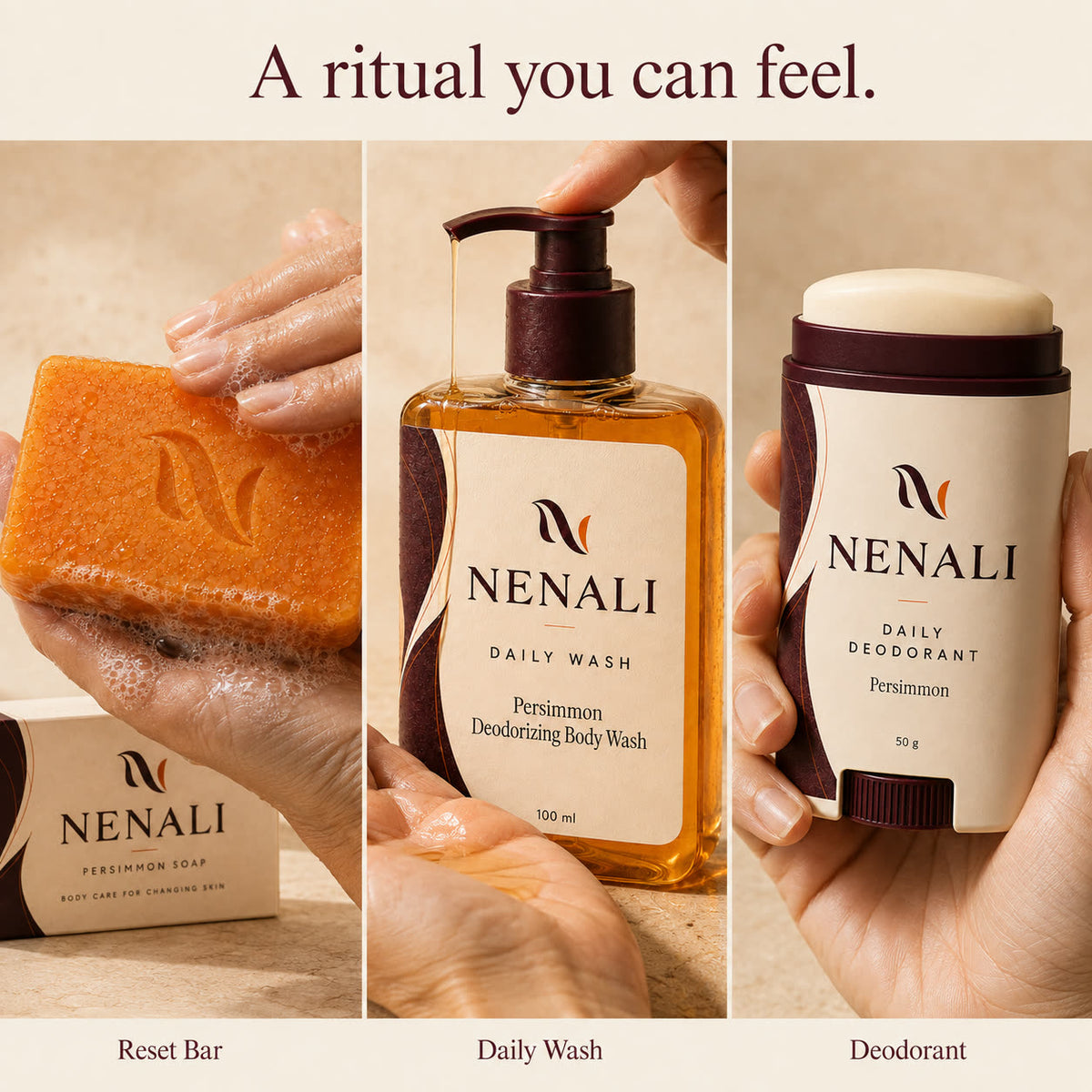 The three steps of the NENALI ritual, in hand